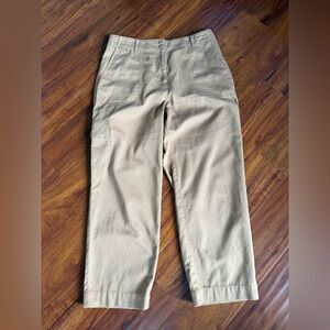 Talbots Supersoft Cargo Pants Women’s 10 Khaki Beige Cropped Casual Cotton